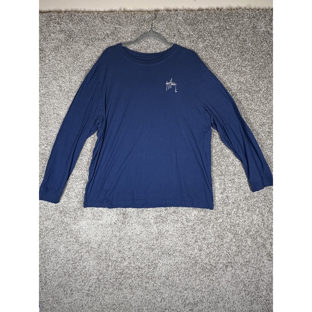 Guy Harvey Mens Long Sleeve Graphic T Shirt Sz XXL Blue Relaxed Fit Lightweight